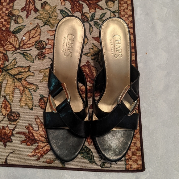 Chaps Makayla black wedge sandals - Picture 3 of 8